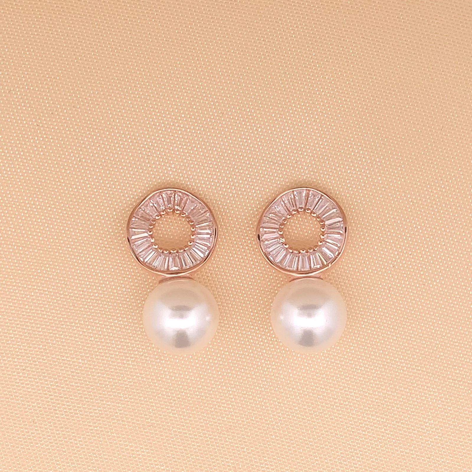 Floral Pearl Teardrop Earrings (Pure Silver) - Rose Gold